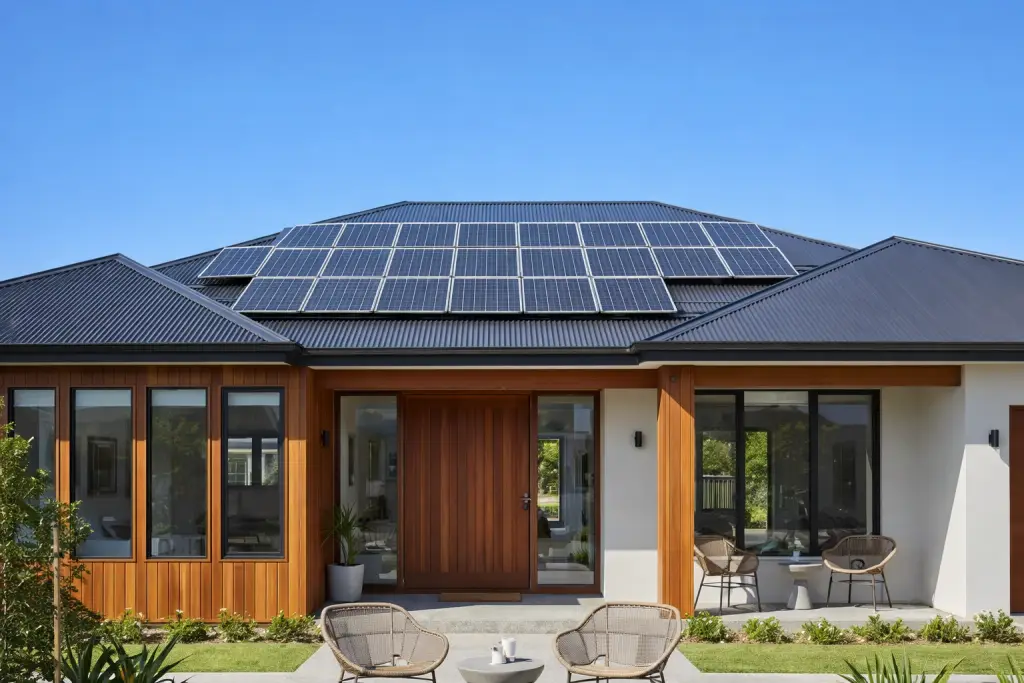 clean solar panels on residential rooftop in Brisbane