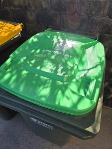 Green wheelie bin lid after cleaning