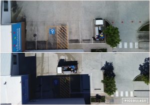 Timber deck and eave before and after pressure washing