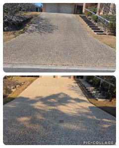 House exterior wall before and after pressure washing