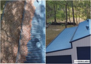 Multi-unit complex roof cleaning before and after, aerial view