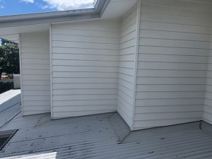 Eave underside after soft washing